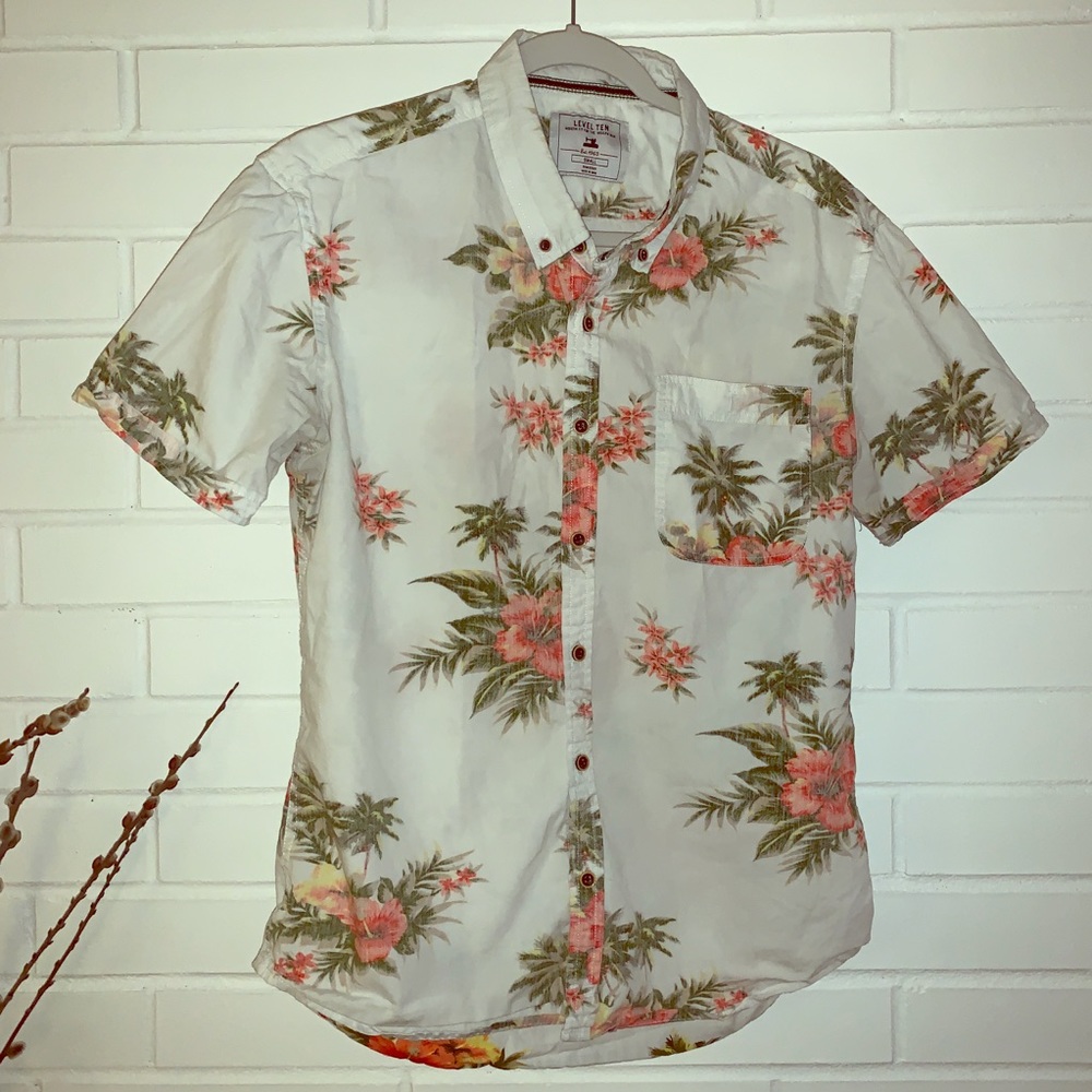 3/$25 Level Ten Men's S Hibiscus Shirt Hawaii